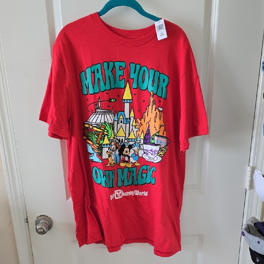 Disney Parks Red "Make Your Own Magic" Unisex Adult Graphic Tee